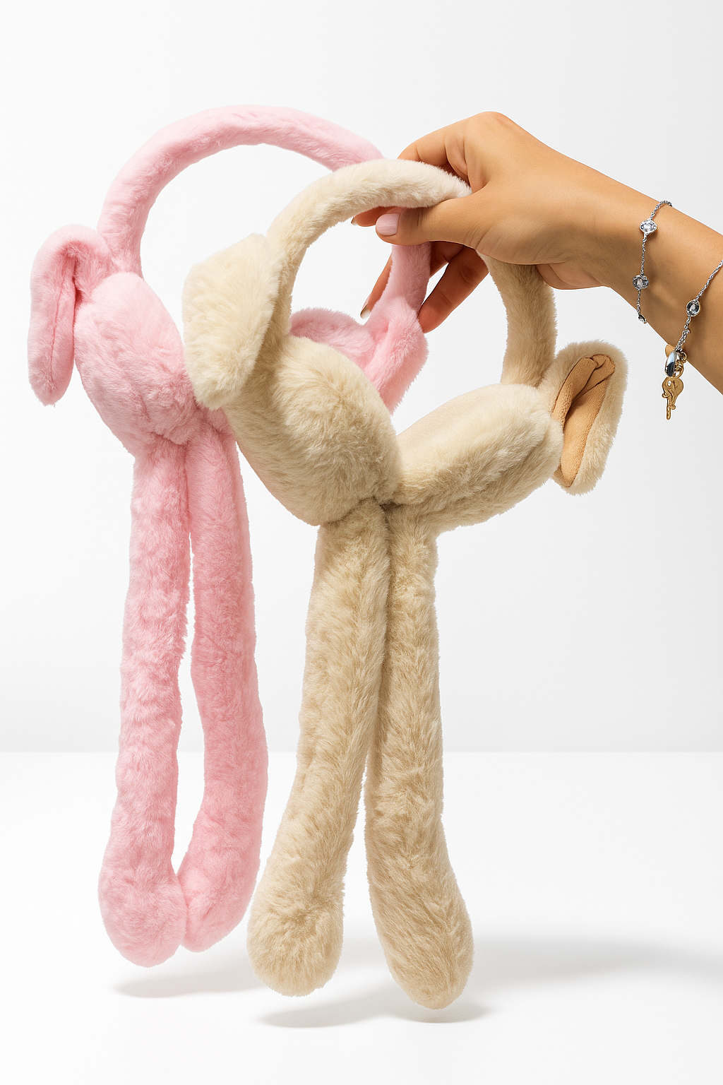 Peluş Hareketli Kulaklık – Sevimli Tavşan Kulaklı Model (Pembe)