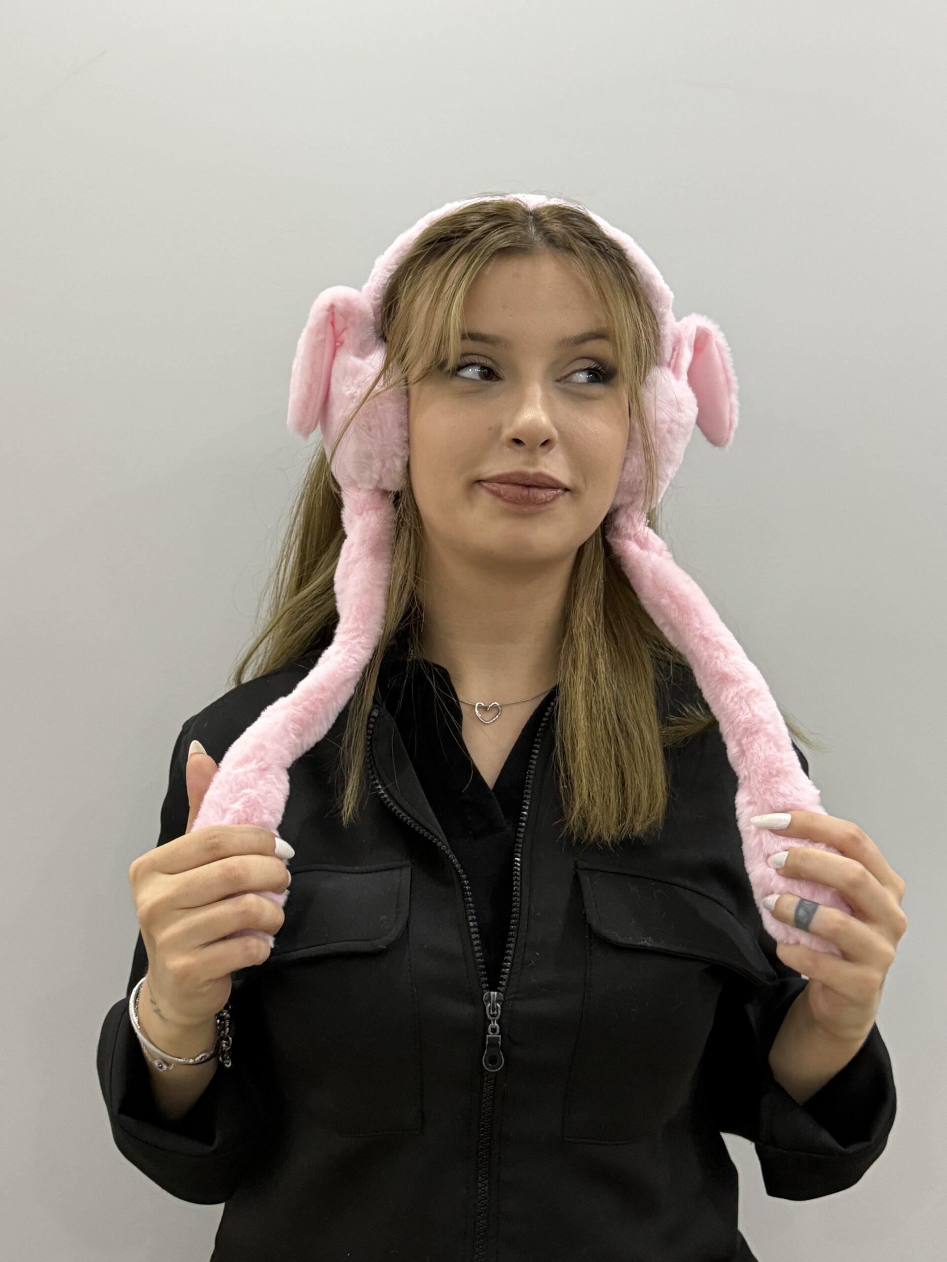 Peluş Hareketli Kulaklık – Sevimli Tavşan Kulaklı Model (Pembe) - Görsel 4