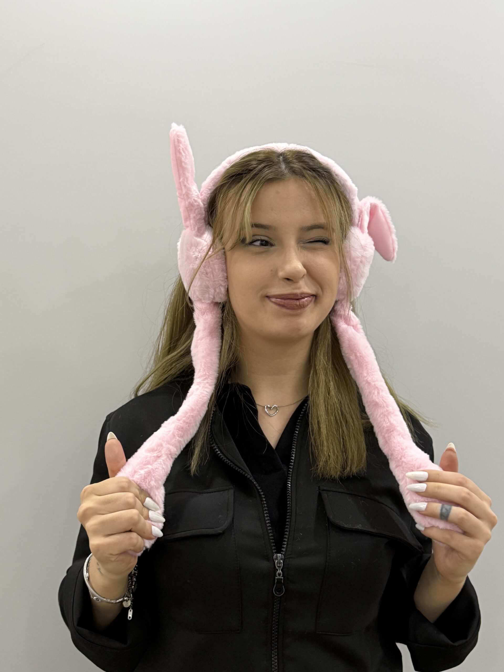 Peluş Hareketli Kulaklık – Sevimli Tavşan Kulaklı Model (Pembe) - Görsel 2